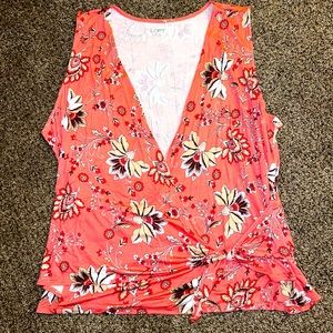 LOFT womens XL floral print crossover tie tank top